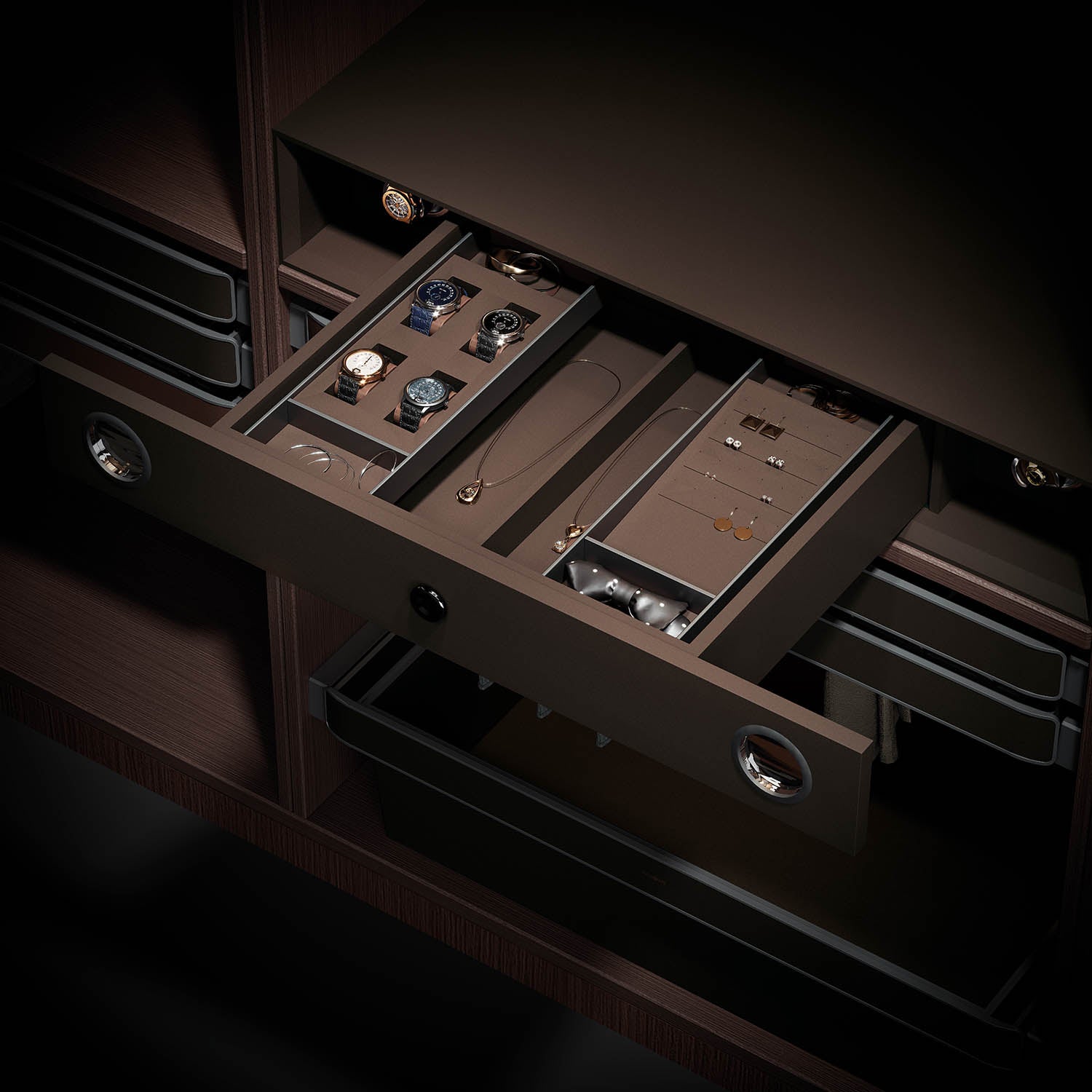 Fingerprint Password Drawer With Watch Winder